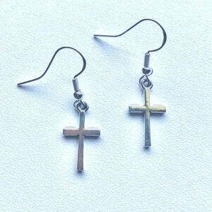 3 for $25/ Simple Cross 925 Silver Drop Earrings NWT